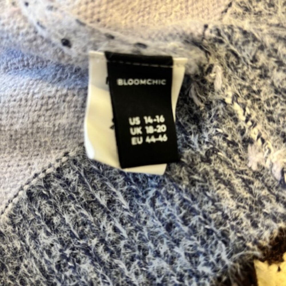 BloomChic Colorblock Contrast Patched Pocket Cardigan - 14-16/1X - Picture 3 of 7